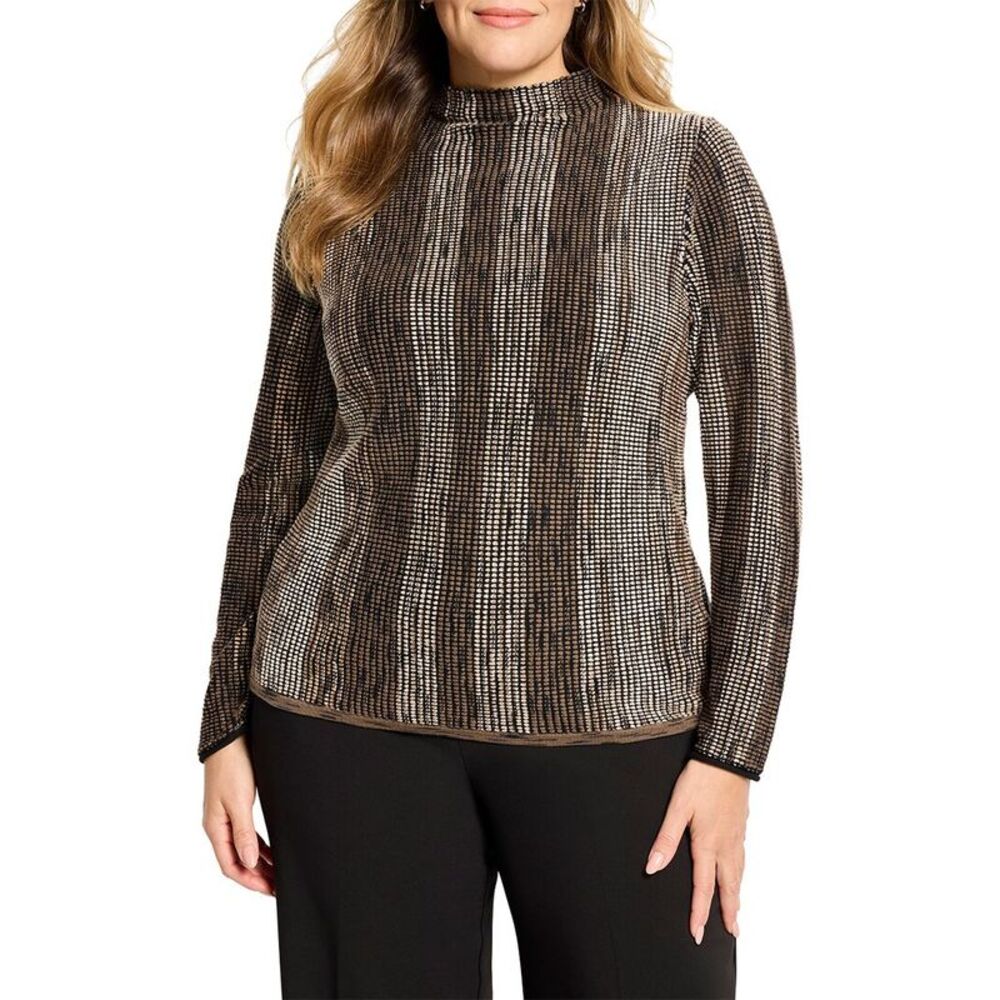 Nic+Zoe Womens  Plus Ombre Pixel Knit Sweater